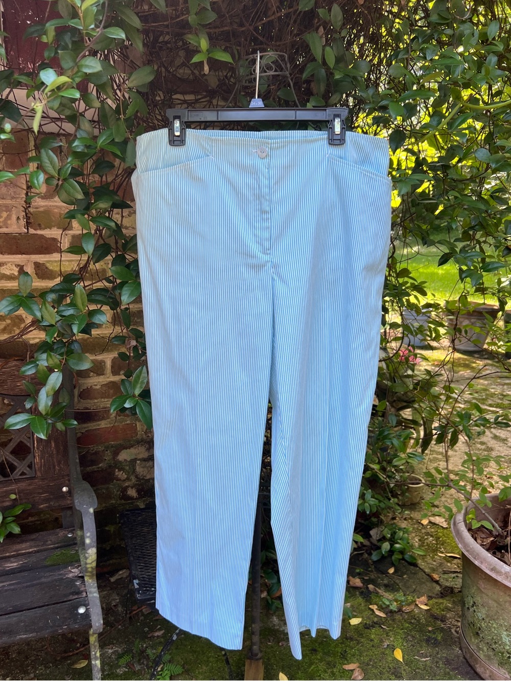 JH Collectibles- TURQUOISE/WHITE STRIPE COTTON BLEND PANTS- Size 16- NWOT